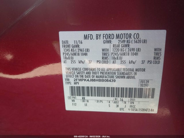 Ford EDGE SEL 2017 2FMPK4J88HBB08439 Image 9