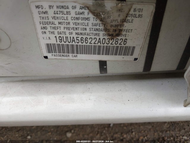 45205151 :رقم المزاد ، 19UUA56622A032826 vin ، 2002 Acura Tl 3.2 مزاد بيع