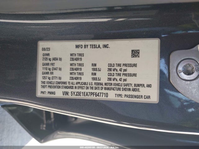 Aukcja sprzedaży 2023 Tesla Model 3 Rear-wheel Drive, vin: 5YJ3E1EA7PF647710, numer aukcji: 45205159