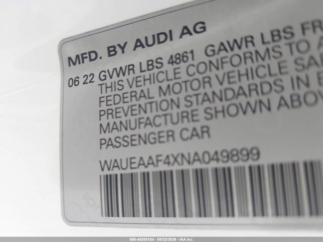 WAUEAAF4XNA049899 Audi A4 Premium Plus 45 Tfsi S Line Quattro S Tronic