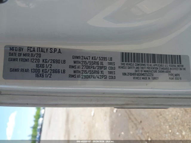 Aukcja sprzedaży 2021 Ram Promaster City Wagon, vin: ZFBHRFABXM6T53251, numer aukcji: 45205187