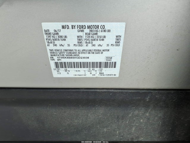 1FM5K8B85HGD23038 Ford Explorer