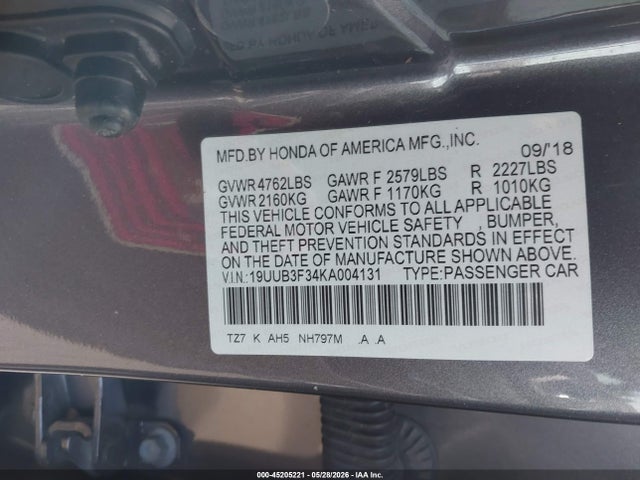 Aukcja sprzedaży 2019 Acura Tlx Standard, vin: 19UUB3F34KA004131, numer aukcji: 45205221