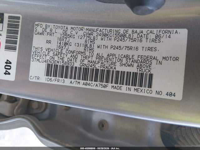 Toyota Tacoma Base V6 2014 3TMLU4EN3EM158933 Image 9