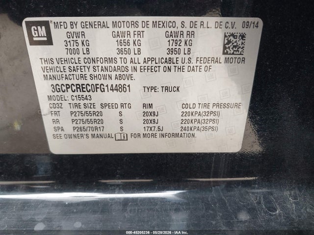 Chevrolet Silverado 1500 1lt 2015 3GCPCREC0FG144861 Image 9