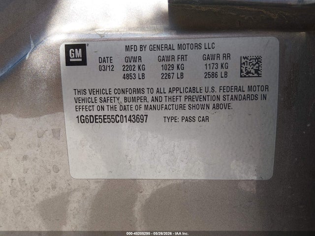 Продажа на аукционе авто 2012 Cadillac Cts Luxury, vin: 1G6DE5E55C0143697, номер лота: 45205295