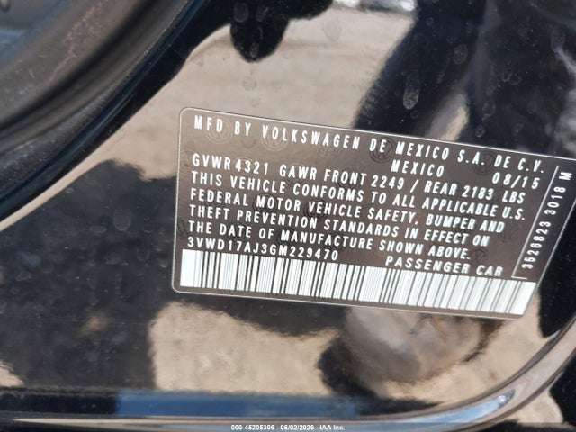 Продаж на аукціоні авто 2016 Volkswagen Jetta 1.8t Sport, vin: 3VWD17AJ3GM229470, номер лоту: 45205306