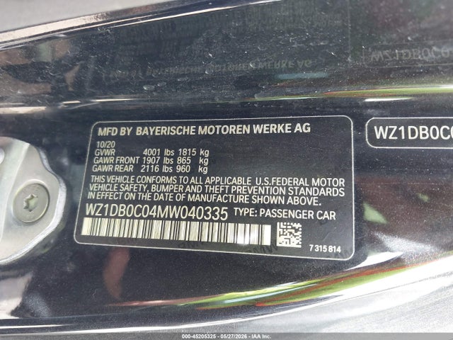 WZ1DB0C04MW040335 Toyota Gr Supra 3.0 Premium