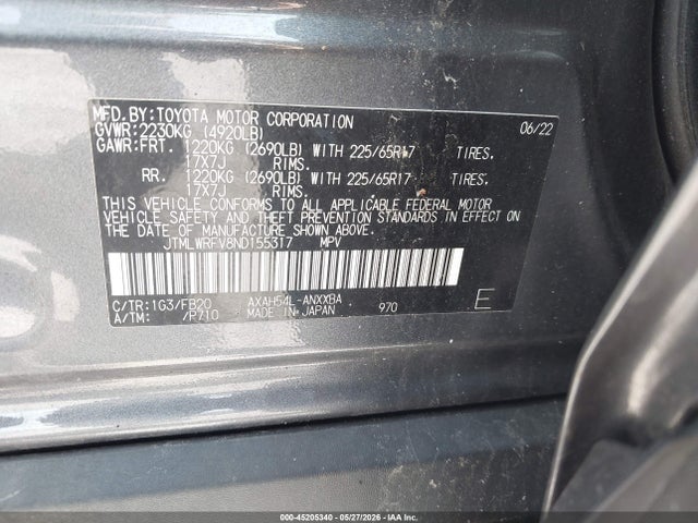 Продажа на аукционе авто 2022 Toyota Rav4 Hybrid Le, vin: JTMLWRFV8ND155317, номер лота: 45205340
