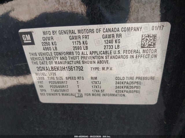 2GNALBEK0H1561792 Chevrolet EQUINOX LS