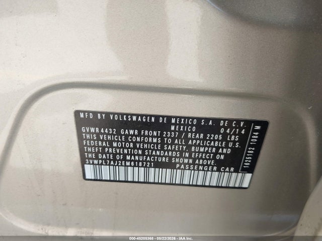 Продаж на аукціоні авто 2014 Volkswagen Jetta Sportwagen 2.0l Tdi, vin: 3VWPL7AJ2EM618721, номер лоту: 45205368