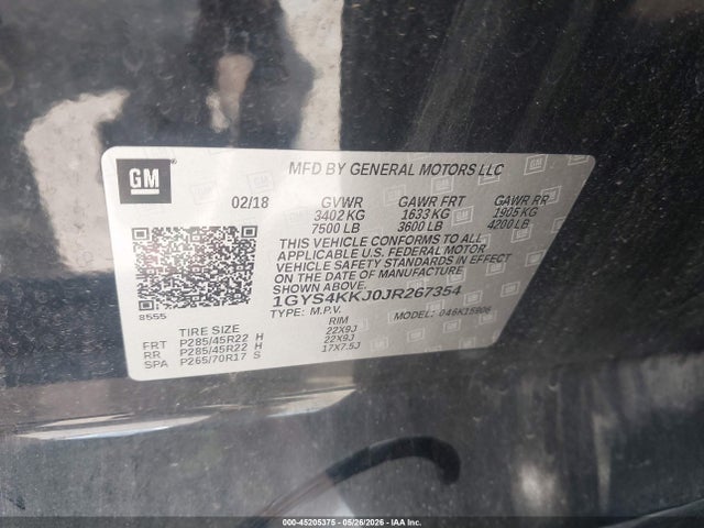 Aukcja sprzedaży 2018 Cadillac Escalade Esv Platinum, vin: 1GYS4KKJ0JR267354, numer aukcji: 45205375
