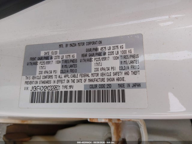 Aukcja sprzedaży 2021 Mazda Cx-5 Touring, vin: JM3KFACM2M0329601, numer aukcji: 45205424