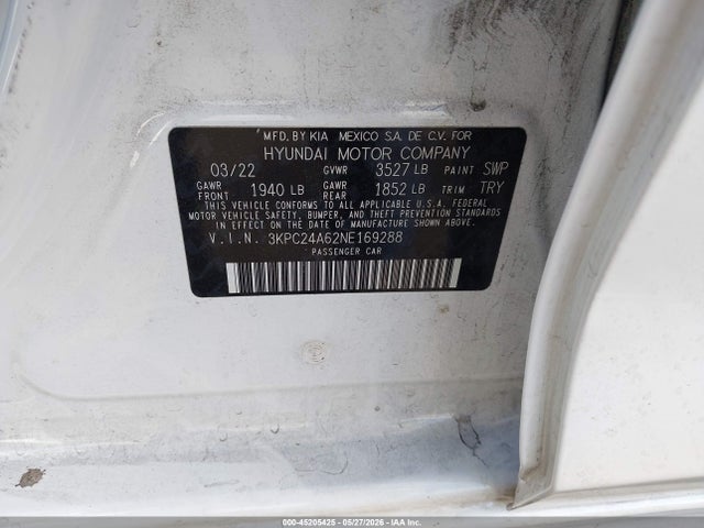 Hyundai ACCENT SE 2022 3KPC24A62NE169288 Image 9