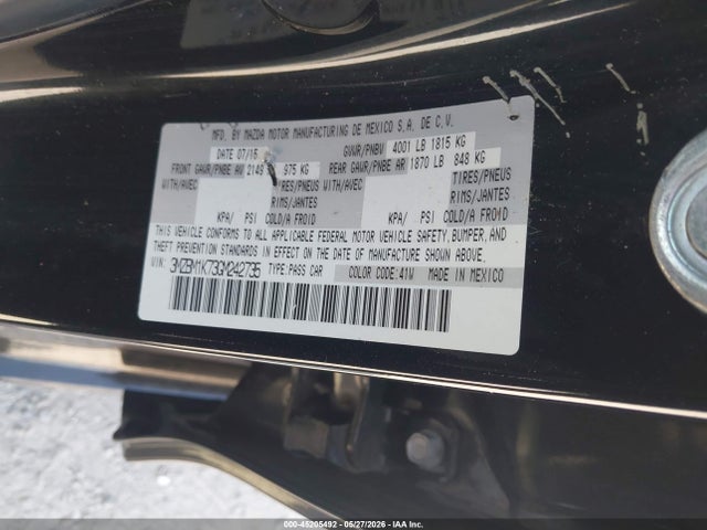45205492 :رقم المزاد ، 3MZBM1K73GM242735 vin ، 2016 Mazda Mazda3 I Sport مزاد بيع