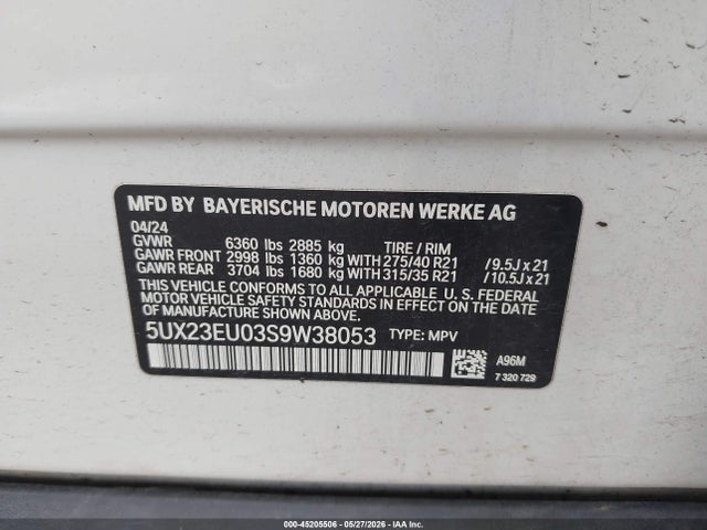 5UX23EU03S9W38053 BMW X5 Xdrive40i