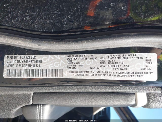 Продаж на аукціоні авто 2022 Jeep Grand Cherokee 4xe Limited 4x4, vin: 1C4RJYB63N8716520, номер лоту: 45205543