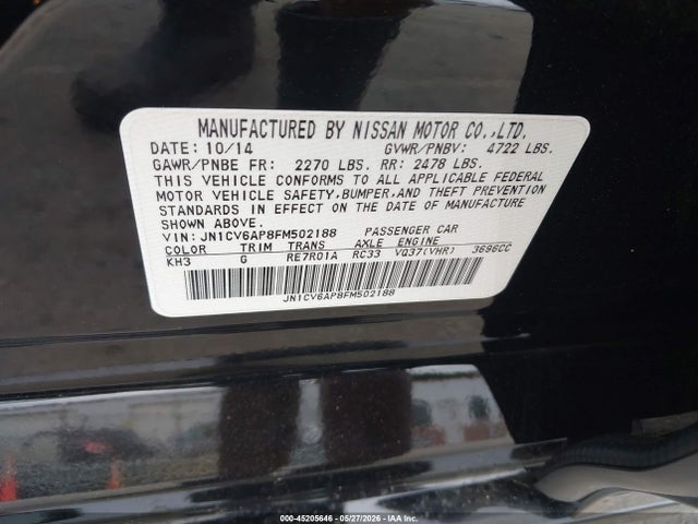 Продажа на аукционе авто 2015 Infiniti Q40, vin: JN1CV6AP8FM502188, номер лота: 45205646