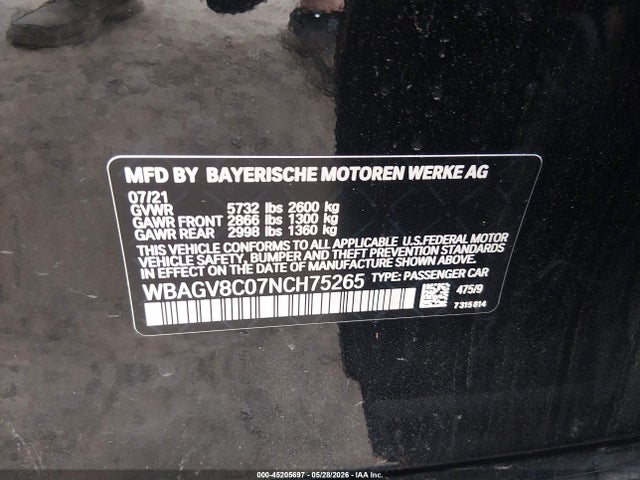 Aukcja sprzedaży 2022 Bmw M850i Gtan Coupe Xdrive, vin: WBAGV8C07NCH75265, numer aukcji: 45205697