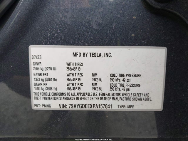 Aukcja sprzedaży 2023 Tesla Model Y Awd/long Range Dual Motor All-wheel Drive, vin: 7SAYGDEEXPA157041, numer aukcji: 45205698