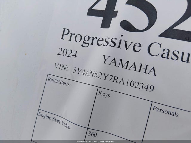 Aukcja sprzedaży 2024 Yamaha Yxe1000, vin: 5Y4AN52Y7RA102349, numer aukcji: 45205700