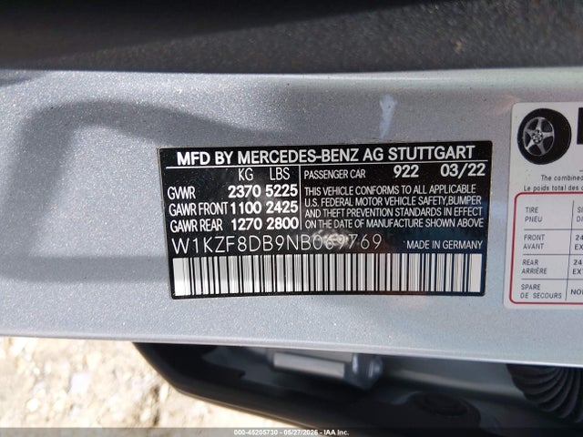 2022 Mercedes-benz E 350 მანქანა იყიდება აუქციონზე, vin: W1KZF8DB9NB069769, აუქციონის ნომერი: 45205730