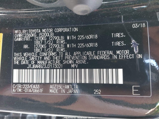 Aukcja sprzedaży 2018 Lexus Nx 300, vin: JTJBARBZ3J2173021, numer aukcji: 45205742
