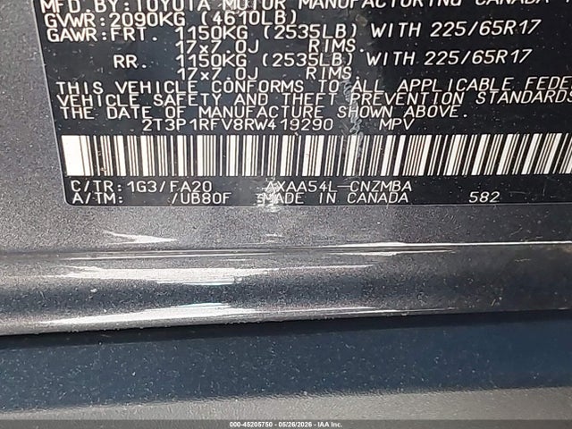 Aukcja sprzedaży 2024 Toyota Rav4 Xle, vin: 2T3P1RFV8RW419290, numer aukcji: 45205750