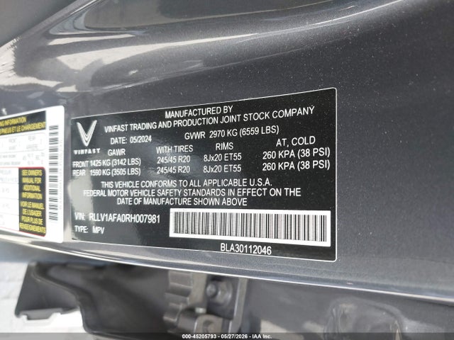 Vinfast Vf 8 Plus 2024 RLLV1AFA0RH007981 Image 9