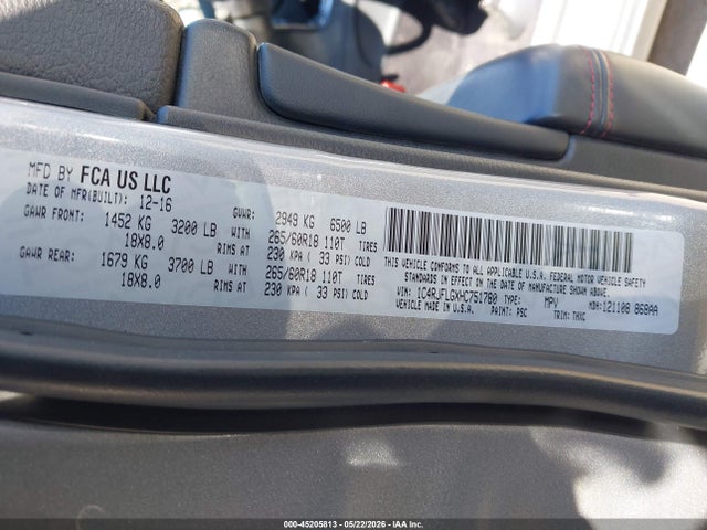 45205813 :رقم المزاد ، 1C4RJFLGXHC751780 vin ، 2017 Jeep Grand Cherokee Trailhawk 4x4 مزاد بيع
