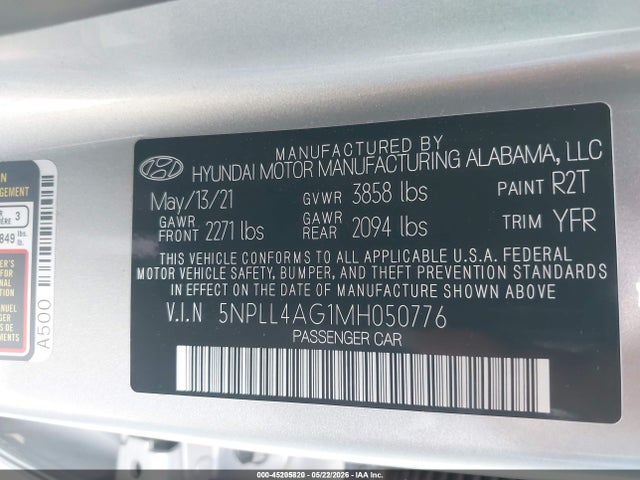 Продажа на аукционе авто 2021 Hyundai Elantra Se, vin: 5NPLL4AG1MH050776, номер лота: 45205820