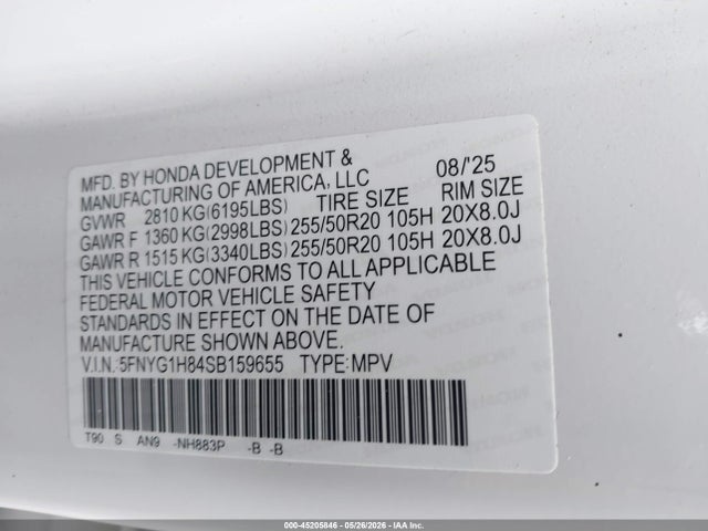 Honda Pilot Elite 2025 5FNYG1H84SB159655 Image 9