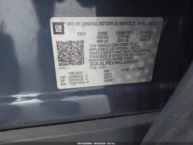 2019 Gmc Terrain Slt მანქანა იყიდება აუქციონზე, vin: 3GKALPEV6KL320247, აუქციონის ნომერი: 45205964