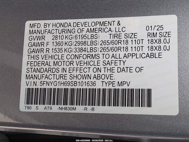 Honda Pilot Trailsport 2025 5FNYG1H69SB101636 Image 9