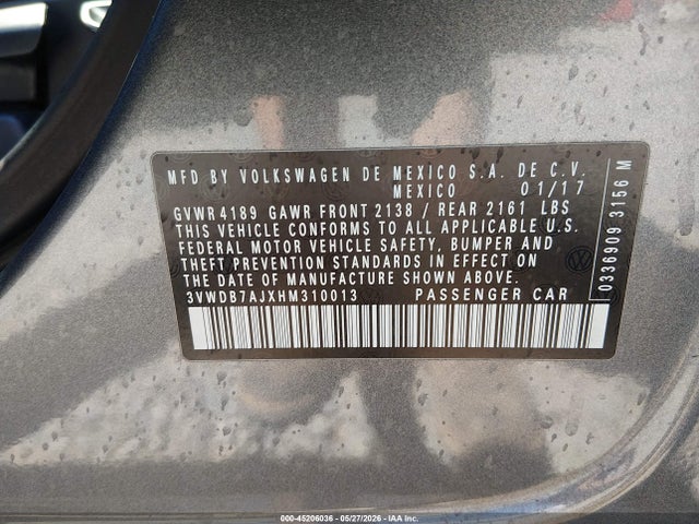 3VWDB7AJXHM310013 Volkswagen Jetta 1.4t Se