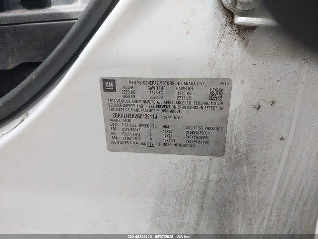 Aukcja sprzedaży 2016 Gmc Terrain Sle-2, vin: 2GKALNEK2G6132119, numer aukcji: 45206110