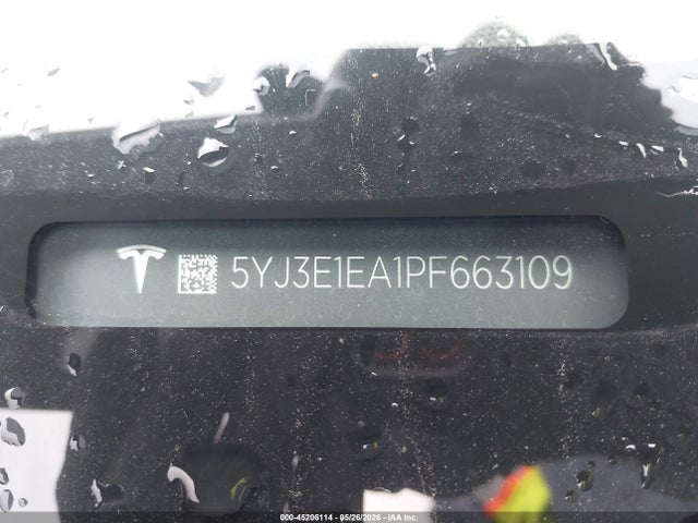 45206114 :رقم المزاد ، 5YJ3E1EA1PF663109 vin ، 2023 Tesla Model 3 Rear-wheel Drive مزاد بيع