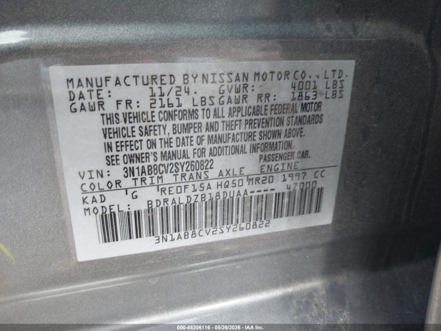 Nissan SENTRA SV 2025 3N1AB8CV2SY260822 Image 9