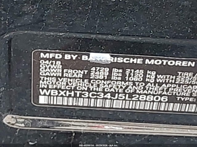 2018 Bmw X1 Xdrive28i მანქანა იყიდება აუქციონზე, vin: WBXHT3C34J5L28806, აუქციონის ნომერი: 45206154