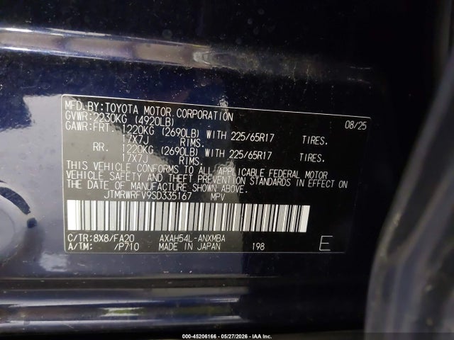 Aukcja sprzedaży 2025 Toyota Rav4 Hybrid Xle, vin: JTMRWRFV9SD335167, numer aukcji: 45206166