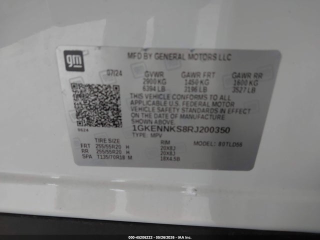 Продаж на аукціоні авто 2024 Gmc Acadia Awd Elevation, vin: 1GKENNKS8RJ200350, номер лоту: 45206222