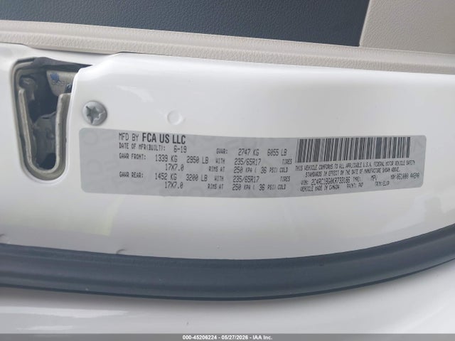 Продаж на аукціоні авто 2019 Chrysler Pacifica Touring L, vin: 2C4RC1BG0KR733186, номер лоту: 45206224