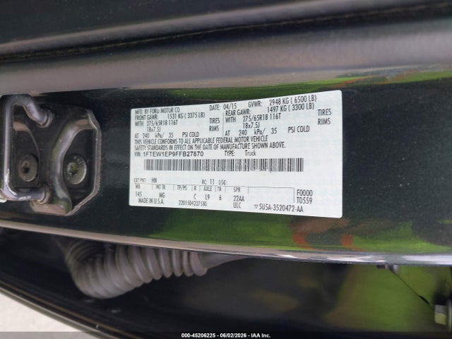 Продаж на аукціоні авто 2015 Ford F-150 Xlt, vin: 1FTEW1EP9FFB27870, номер лоту: 45206225