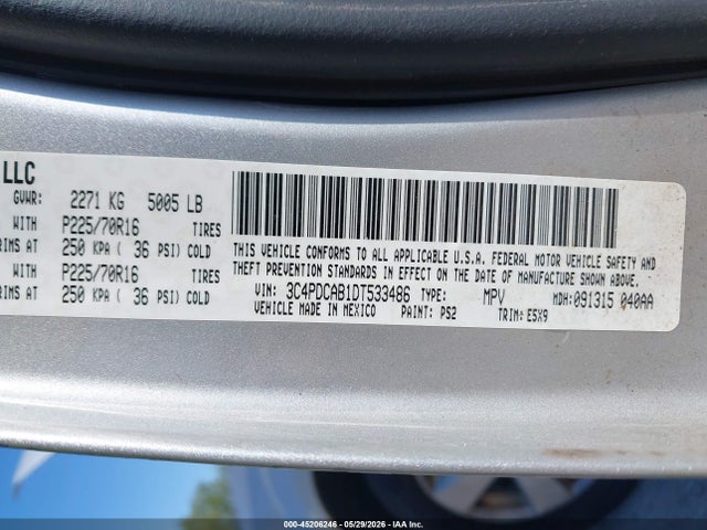 45206246 :رقم المزاد ، 3C4PDCAB1DT533486 vin ، 2013 Dodge Journey Se مزاد بيع
