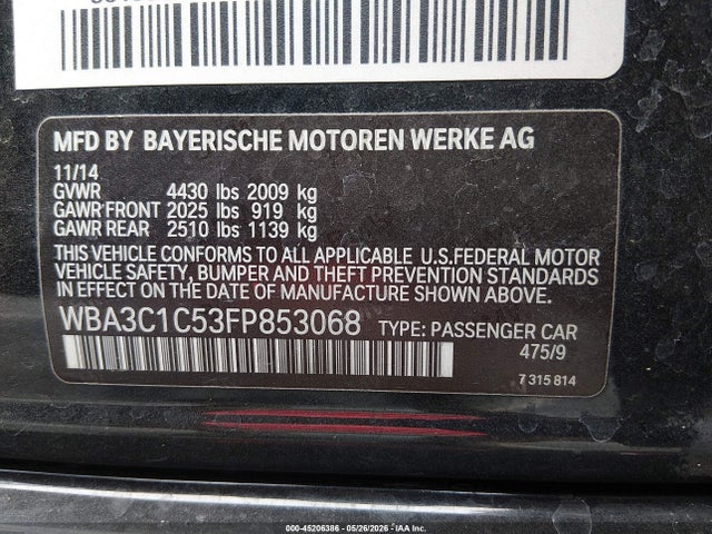 BMW 328I 2015 WBA3C1C53FP853068 Image 9