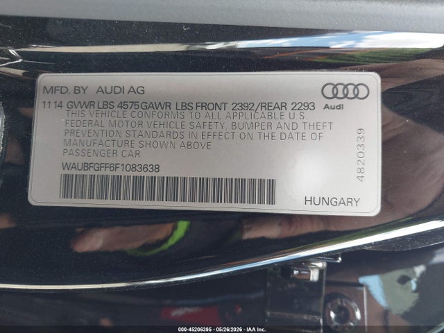 Aukcja sprzedaży 2015 Audi A3 2.0t Premium, vin: WAUBFGFF6F1083638, numer aukcji: 45206395