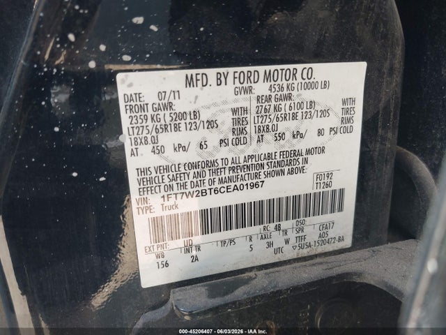 Aukcja sprzedaży 2012 Ford F-250 Xlt, vin: 1FT7W2BT6CEA01967, numer aukcji: 45206407