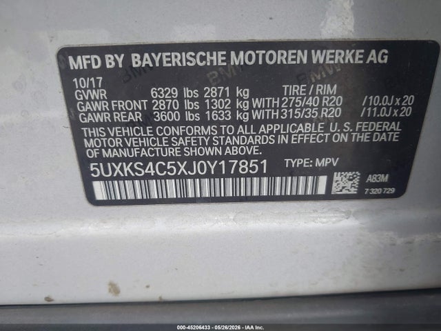5UXKS4C5XJ0Y17851 BMW X5 Xdrive35d
