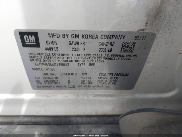 Продажа на аукционе авто 2021 Buick Encore Gx Awd Select, vin: KL4MMESL8MB166622, номер лота: 45206447
