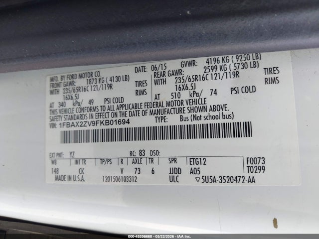 Ford Transit-350 Xlt 2015 1FBAX2ZV9FKB01694 Image 9